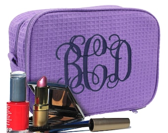 Bridesmaid Cosmetic Bag - Personalized Makeup Case - Monogrammed Make Up Bag - Maid of Honor Makeup Bag - Birthday Gift for Mom