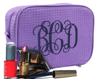 Bridesmaid Cosmetic Bag - Personalized Makeup Case - Monogrammed Make Up Bag - Maid of Honor Makeup Bag - Birthday Gift for Mom