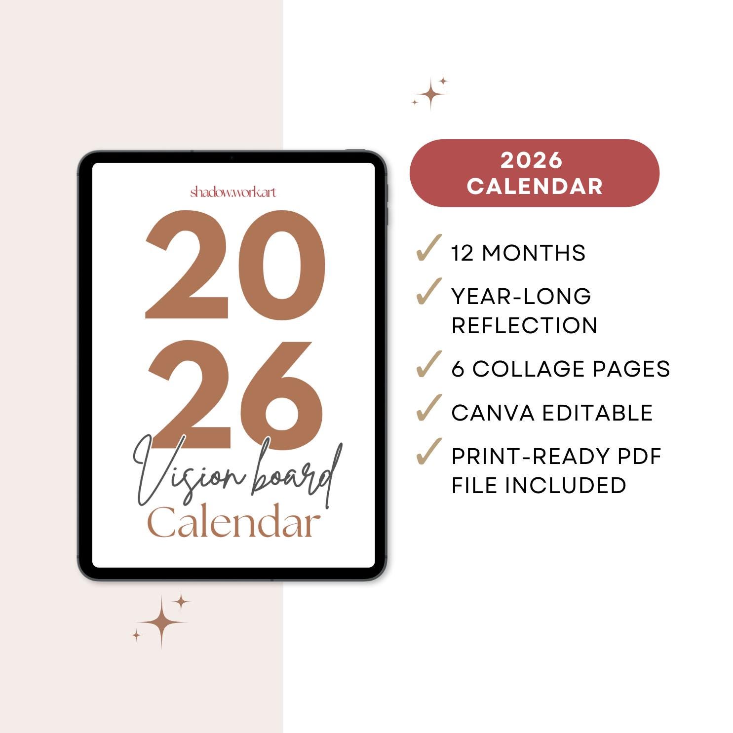 2026 Vision Board Calendar | Canva Editable & Printable | Guided ...