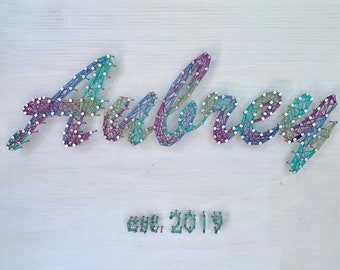 Established Wood Sign, Custom Name String Art, Custom Logo Art