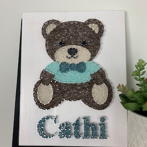Teddy Bear String Art // Child&#39;s Name, Personalized String Art