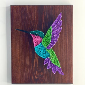  Wood Stitched String Art Kit with Floral Hummingbird in Hoop -  Adult or Kids Craft - Craft Kits for Teens - String Art kit for Adults - 3D  String Art 