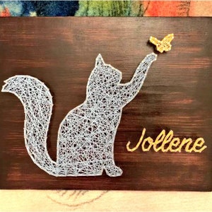 Cat and Butterfly String Art // Kitten Art