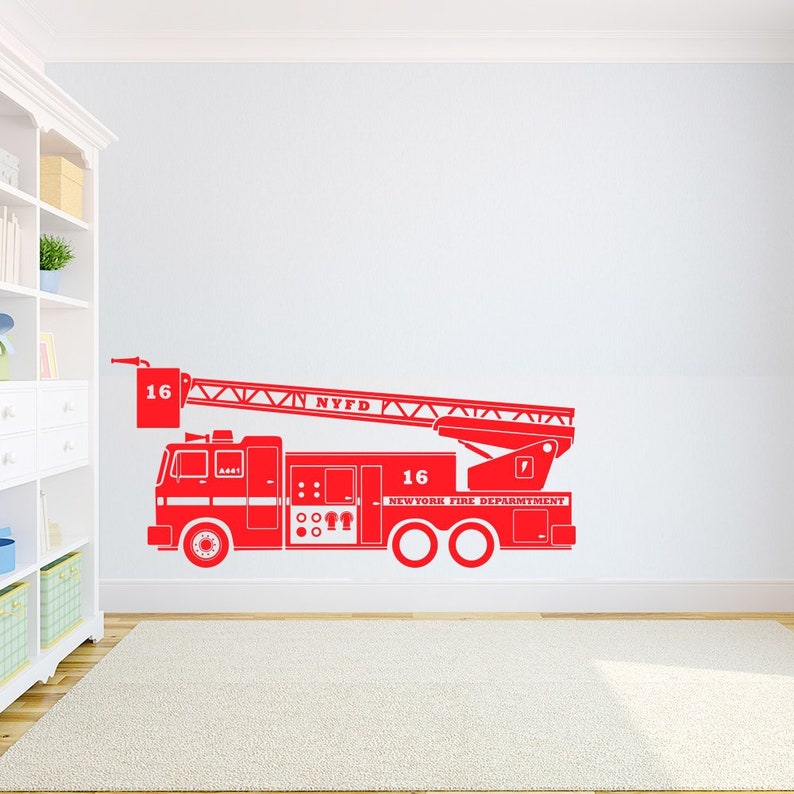 Personalized Fire Truck Wall Decal Custom Track Kid S Room Decor Firetruck Sticker For Home Interior Nursery