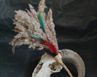 Witch besom, witch broom, wild cane broom, witch altar decor, witch altar tools, protection herbal broom