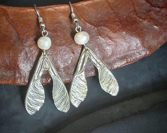 Electroformed Copper Maple Seed Earrings: Forest Witch Jewelry