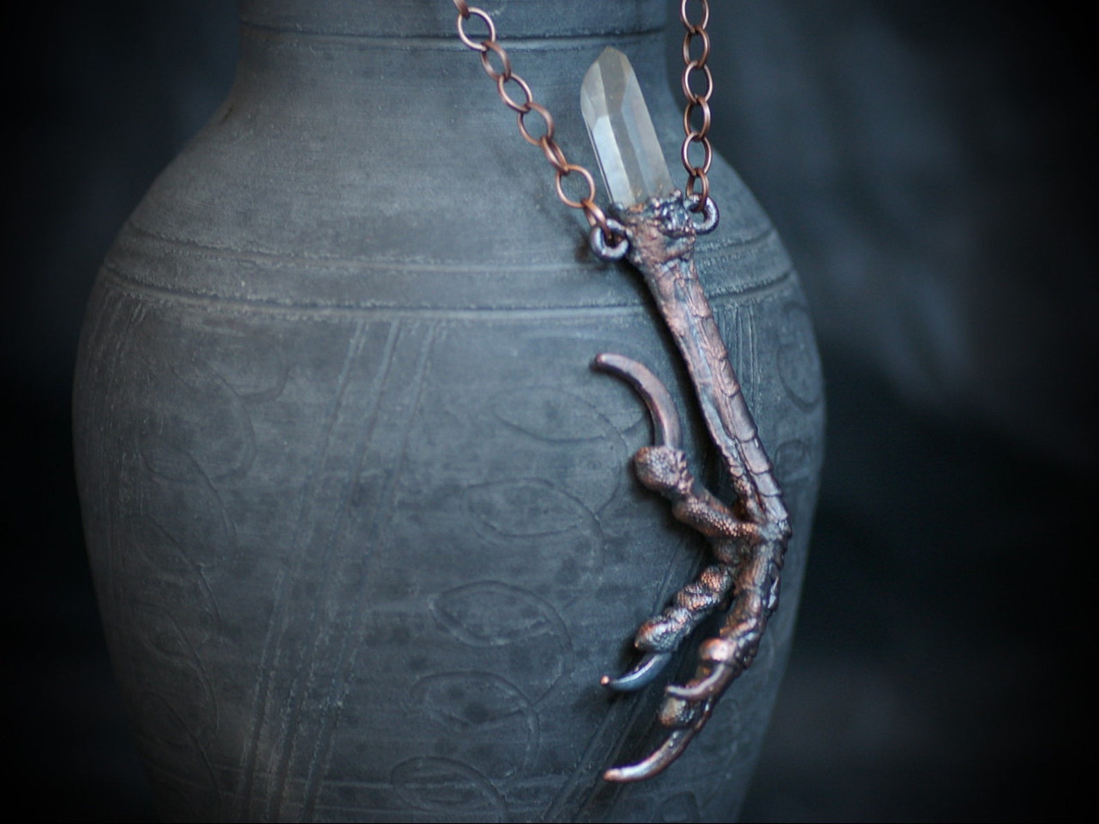 Witches Jewelry Raven Claw Stone Necklace Real Bird Paw Etsy