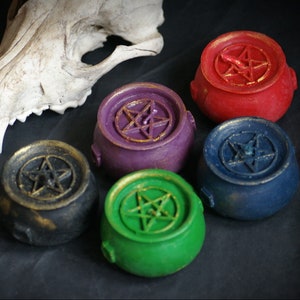 Spell candles, witchcraft candle, beeswax candle, pentagram cauldron, witchcraft supply, witch ritual candle, protection against evil forces