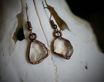 Geometric quartz earrings, natural stone earrings for witch, healing crystals, amulet, witchcraft jewelry