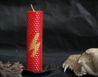 Soulou Rune Candle, 100% Beeswax, Witchcraft Ritual