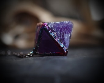 Electroformed Raw Fluorite Octahedron Pendant: Witchcraft Jewelry