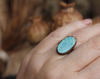 Electroformed Copper Turquoise Statement Ring: Witch Amulet Jewelry