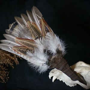 Pheasant, turkeycock, goose, rooster feathers smudge fan_witchcraft_shaman_wiccan_pagan_altar tools