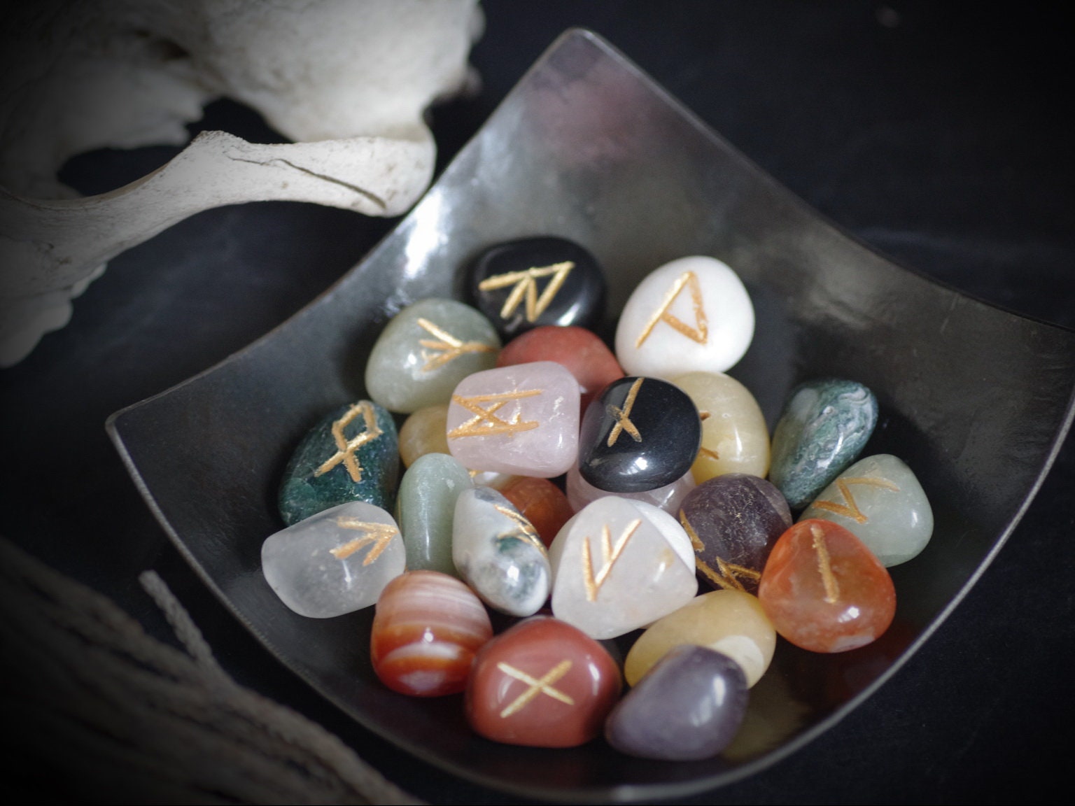 Multi сolor rune stone healing rune stones 25 rune stones Etsy
