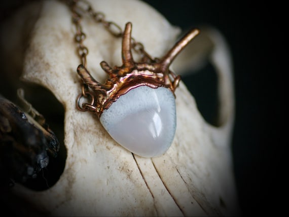 Agate Statement Pendant: Copper Electroform Witchcraft Necklace