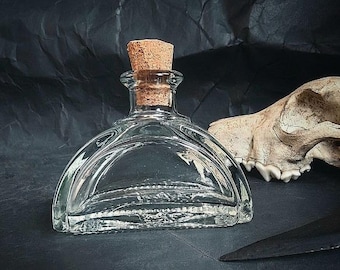 Vintage Clear Glass Bottle: Small Witch Altar Jar