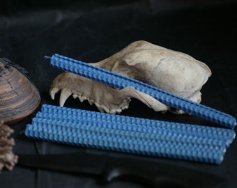 Light Blue Beeswax Spell Candles: Ritual Ceremony Tools, Set of 5