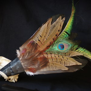Duck, pheasant, peacock feathers smudge fan_witchcraft_shaman_wiccan_pagan_altar tools