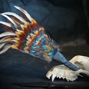 Raven, crow, rooster, goose feathers smudge fan_witchcraft_shaman_wiccan_pagan_altar tools