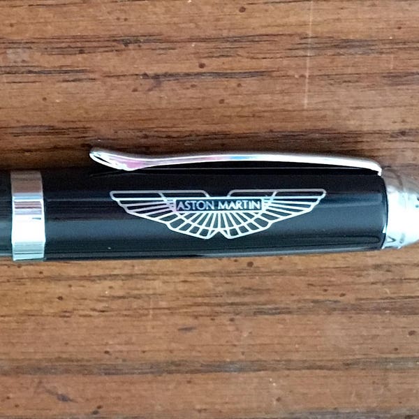 Beautiful Aston Martin Black Carbon Fiber Writing Pen in gift box