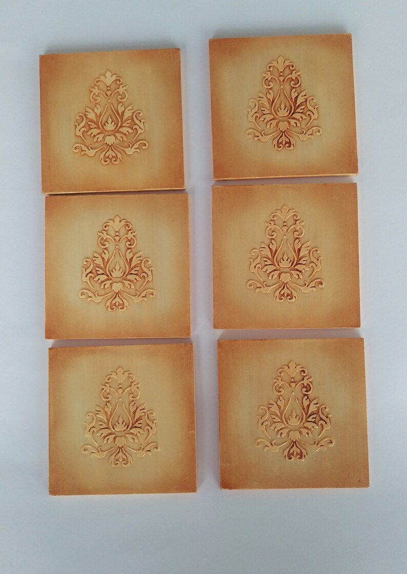 Wooden Coasters 6 Decoupage Wooden Coasters With Box Drink Etsy
