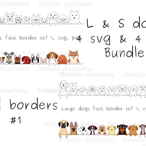 L&S Hundekopfrand #1 Bundle, SVG, PNG, Illustration, digitale Zeichnung, handgefertigt