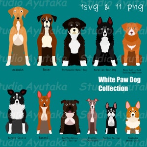 white paw dog collection, svg, png, handmade, illustration, digital drawing