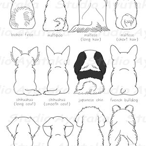 60 dogs from behind lineart big bundle, svg, png 画像 6