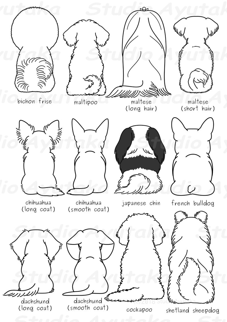 60 dogs from behind lineart big bundle, svg, png 画像 6