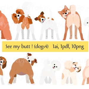 See my butts!(dogs4), 1ai, 1pdf, 10png, illustration, digital drawing