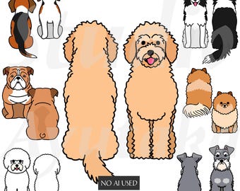 cartoon dogs big bundle, 5ai, 5pdf, 116png(10rows&106individuals), illustration, digital drawing, handmade