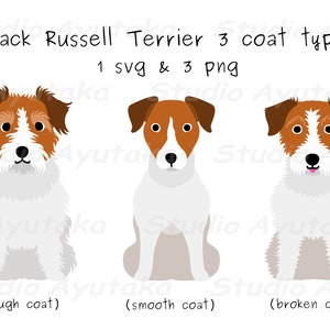 3 coat types of Jack Russel terrier, svg, png, illustration, digital drawing,handmade