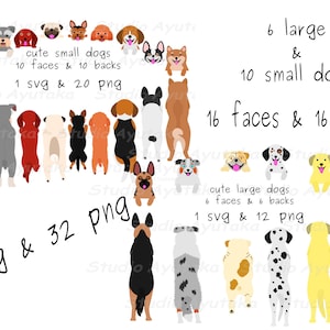 L,S dog faces&backs bundle, 16 dogs bundle, svg, png, illustration, digital drawing, handmade