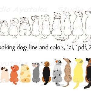 side looking dogs line&colors, 1ai, 1pdf, 26png