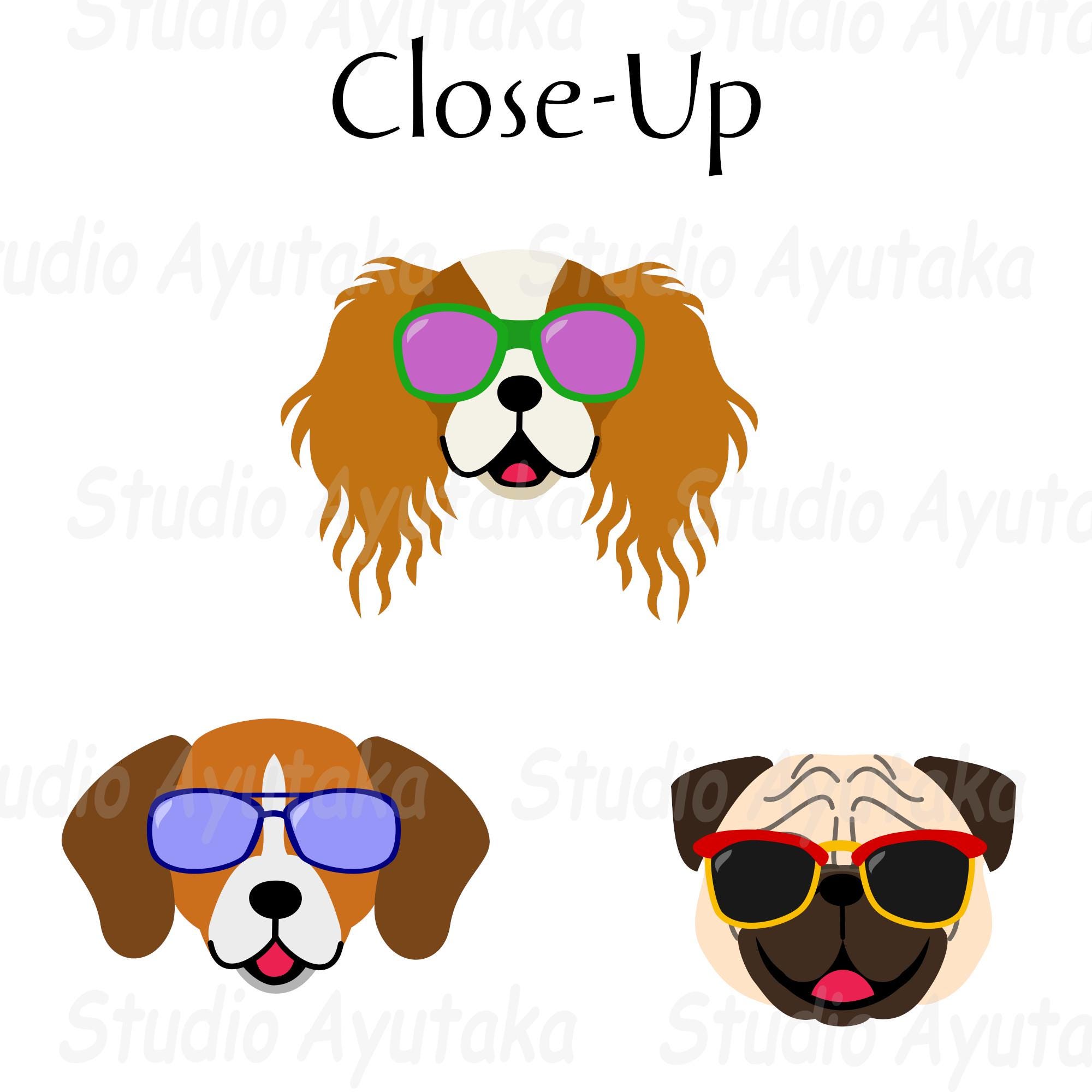 12 Small Dog Faces Wearing Sunglasses, Svg, Png - Etsy