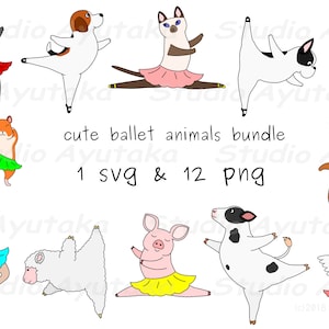 12 ballet animals bundle, svg, png, illustration, digital drawing, handmade