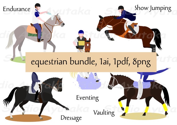 Horse Sportsequestrian Bundle, Png, Ai, Pdf -  UK