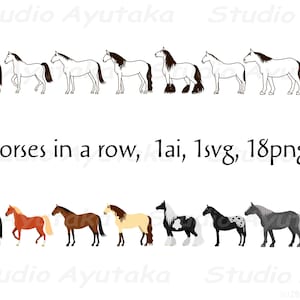 cavalos seguidos, png, ai, pdf, ilustração, desenho digital, feito à mão