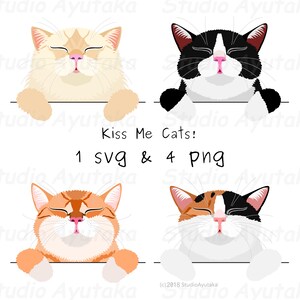 Kiss Me Cats Set, SVG, PNG, Illustration, digitale Zeichnung, handgefertigt