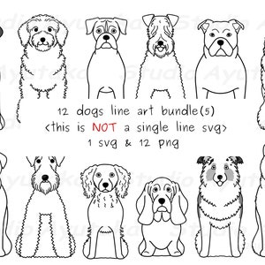12 dogs line art bundle(5), svg, png, illustration, digital drawing, handmade