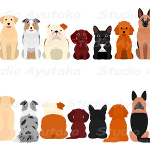 9 dogs sitting front & back color bundle, svg, png 画像 2