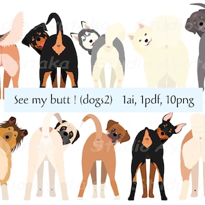 See my butts!(dogs2), 1ai, 1pdf, 10png, Illustration, digitale Zeichnung, handgefertigt