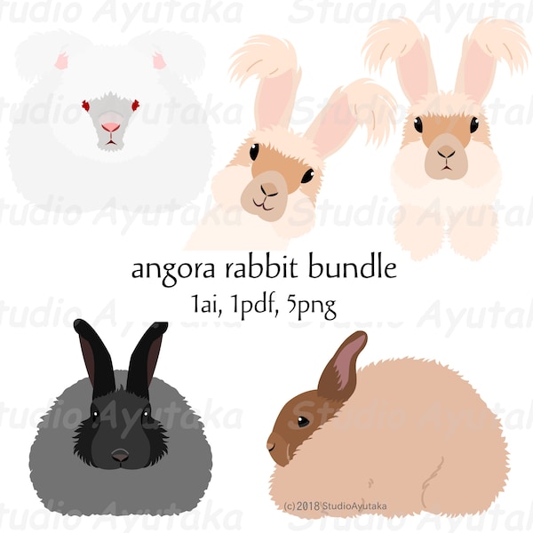 Angora rabbit bundle, ai, pdf, png