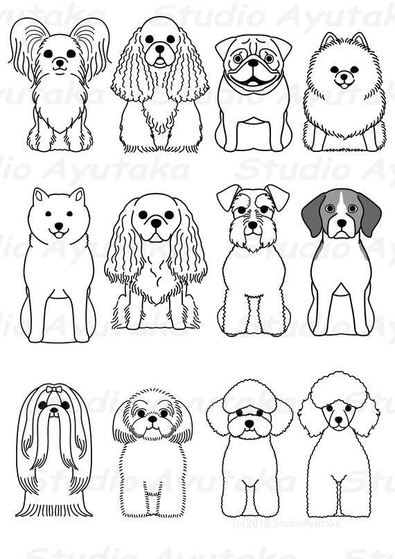 12 Dogs Line Art Bundle1 Svg Png Etsy 日本