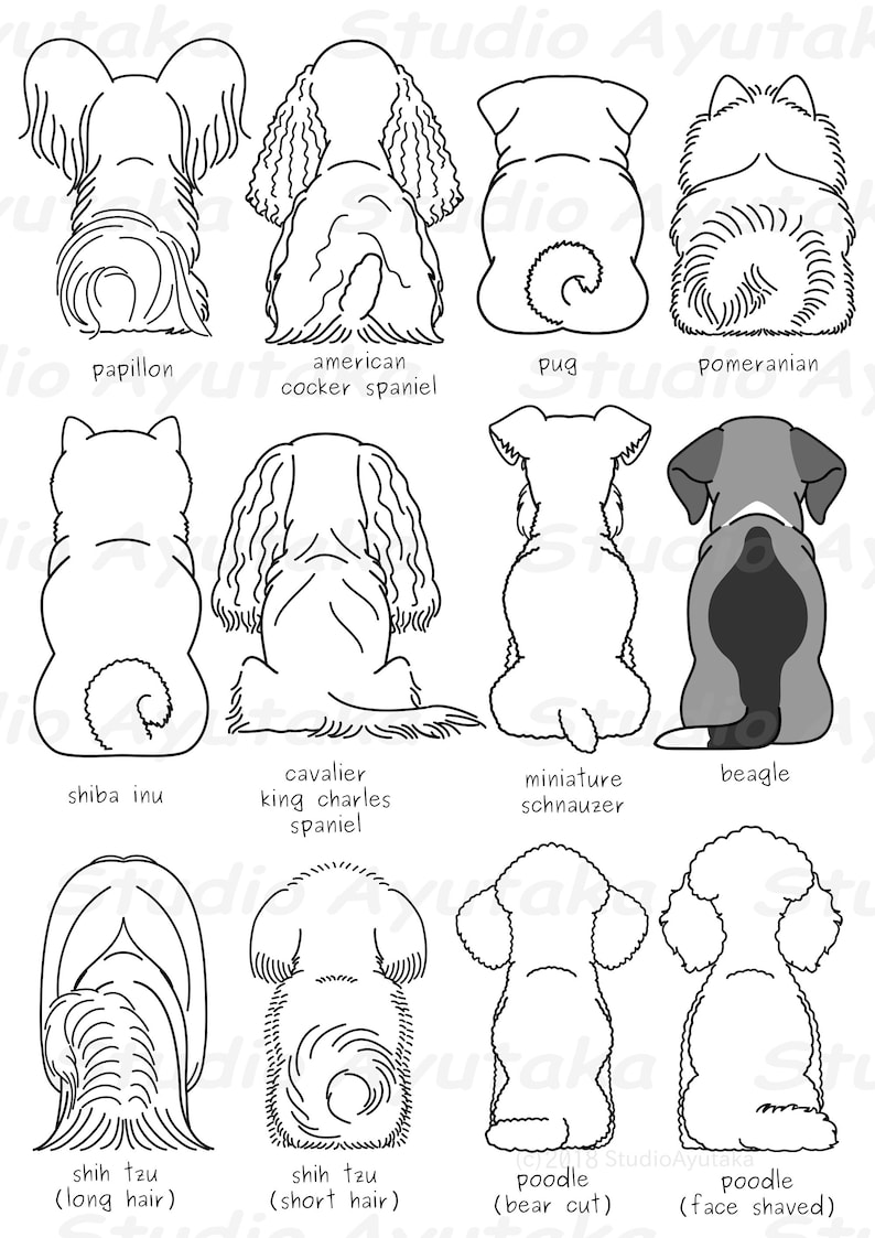 60 dogs from behind lineart big bundle, svg, png 画像 7
