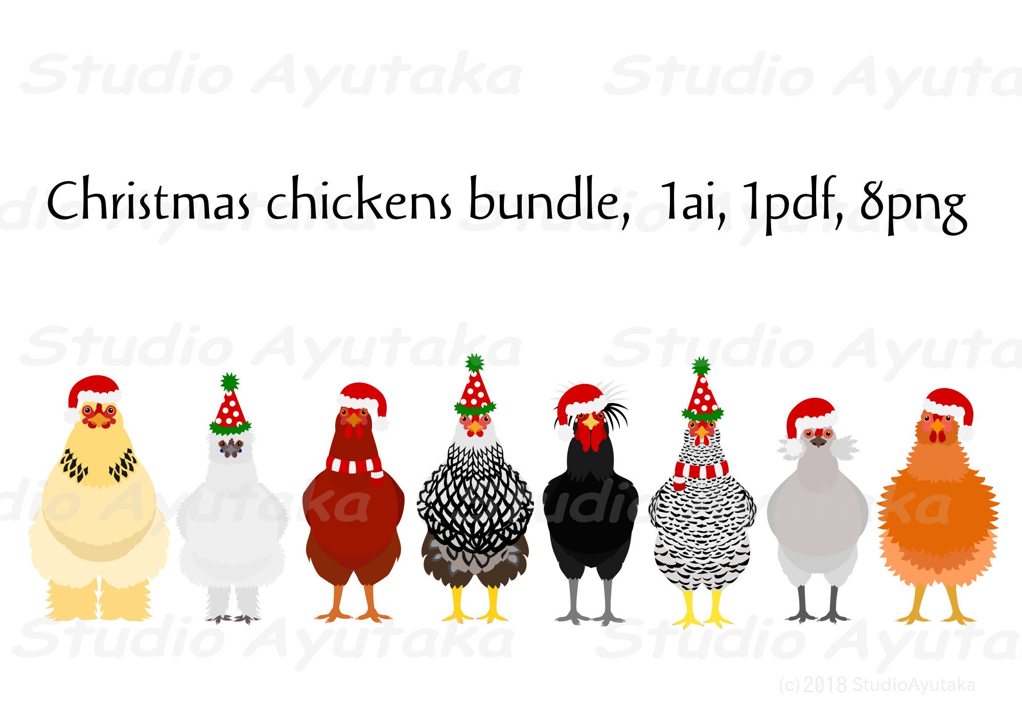 Christmas Chickens Bundle Ai Pdf Png Etsy