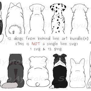 12 dogs back line art bundle(4), svg, png
