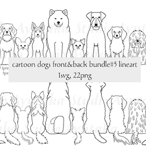 cartoon dogs from front&back bundle#5 line art, svg, png, illustration, digital drawing, handmade