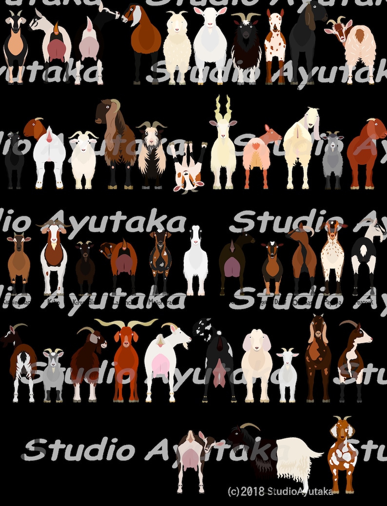 45 breeds of goats chart svg jpg png 1620 | Etsy