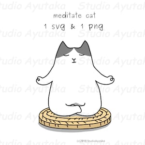 meditate cat, svg, png, illustration, digital drawing, handmade